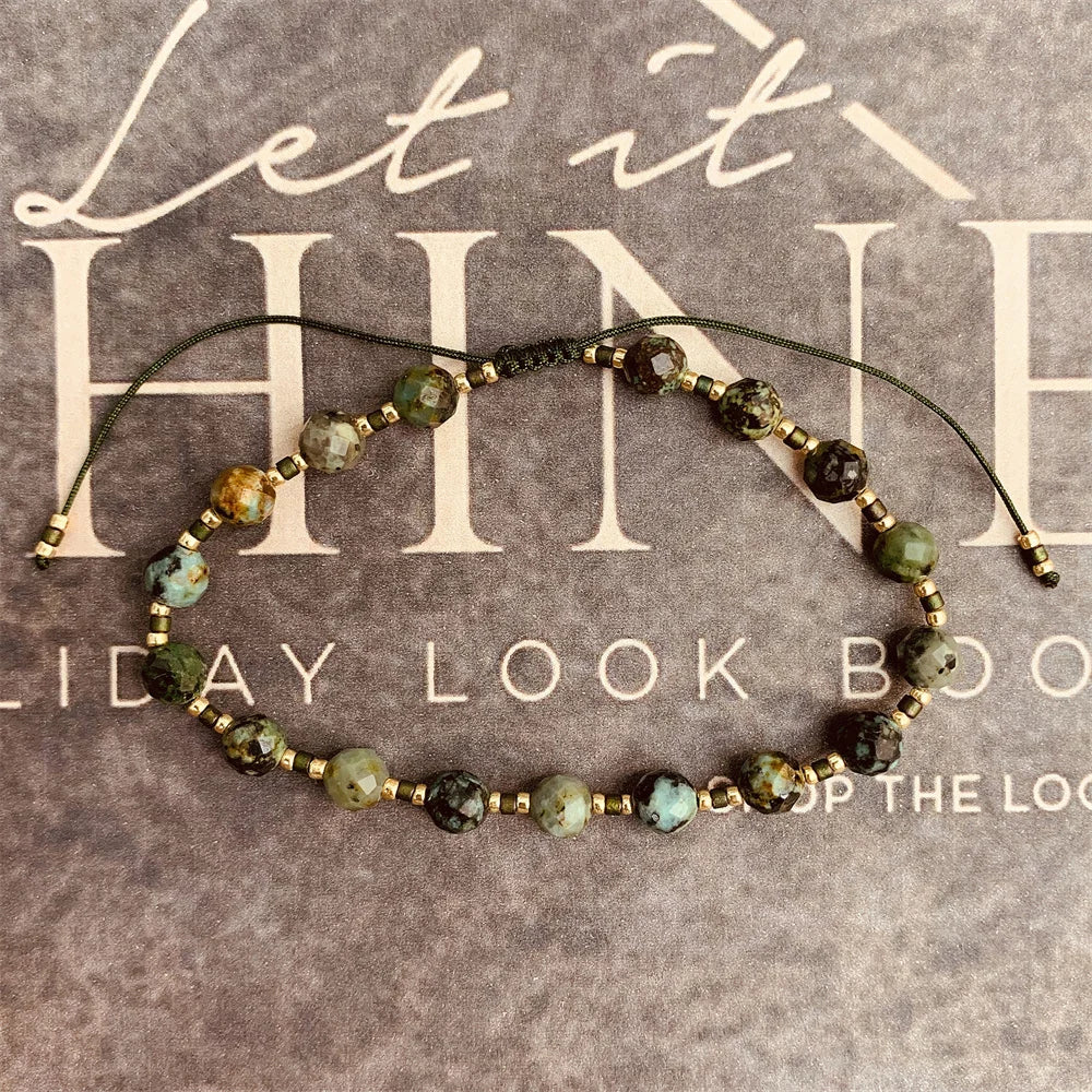 5mm Turquoise Bead Bracelet Vintage Style for Women Men