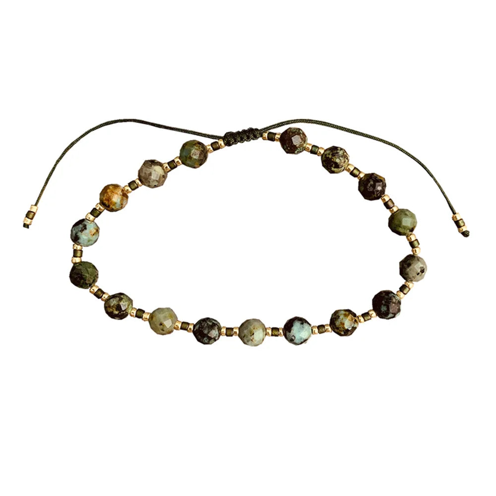 5mm Turquoise Bead Bracelet Vintage Style for Women Men