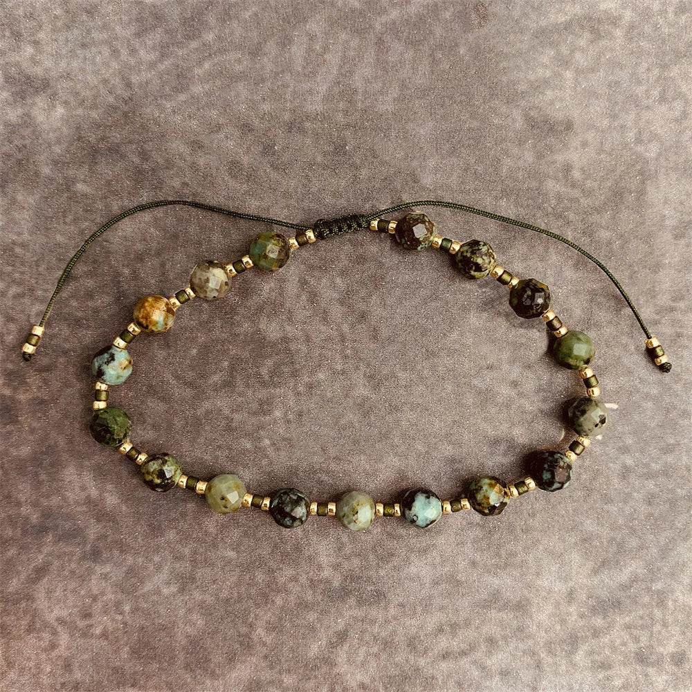 5mm Turquoise Bead Bracelet Vintage Style for Women Men