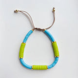 Polymer Clay Heishi Beads Bracelet with Natural Pearl Pig Nose Arrow Chain