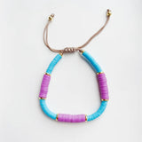Polymer Clay Heishi Beads Bracelet with Natural Pearl Pig Nose Arrow Chain