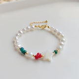 KKBEAD Stone Star Charm Bracelets for Girl Natural Freshwater Pearl Bracelet