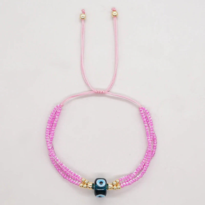 Multicolor Seed Beads Evil Eye Bracelet for Women