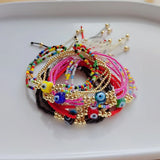 Multicolor Seed Beads Evil Eye Bracelet for Women
