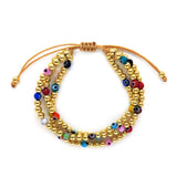 KKBEAD Evil Eye Bracelet Multilayer Beaded Jewelry 18K Plated Pulseras Femme