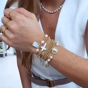 Virgin Mary Guadalupe Charm Freshwater Pearl Bracelet