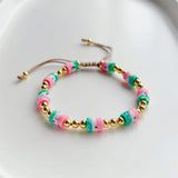 Zircon Charm Bracelet Christmas Jewelry for Women Polymer Clay Heishi Beads