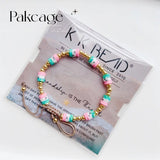 Zircon Charm Bracelet Christmas Jewelry for Women Polymer Clay Heishi Beads