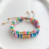 Zircon Charm Bracelet Christmas Jewelry for Women Polymer Clay Heishi Beads