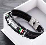 Retro Leather Bracelet Cross Rope Titanium Steel Wristband Men Accessories