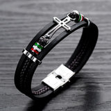 Retro Leather Bracelet Cross Rope Titanium Steel Wristband Men Accessories