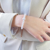 Adjustable Artificial Pearl Bangles Love Pearl Bracelet for Women Girl