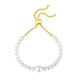 Adjustable Artificial Pearl Bangles Love Pearl Bracelet for Women Girl