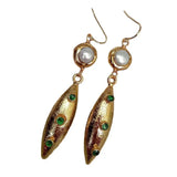 KKGEM 10x13mm Freshwater Pearl Cz Dangle Earrings