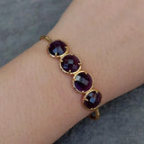 KKGEM 12mm Amethyst Bangle Bracelet, Adjustable