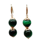 KKGEM 14mm Green Tigers Eye Hook Earrings