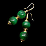 KKGEM 14mm Green Tigers Eye Hook Earrings