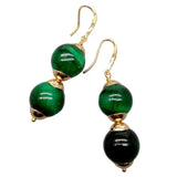 KKGEM 14mm Green Tigers Eye Hook Earrings