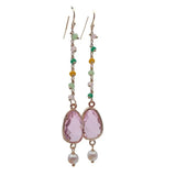 KKGEM Red Crystal Pearl Hook Dangle Earrings