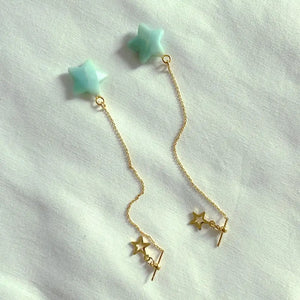 KKGEM 15mm Amazonite Star Shape Dangle Earrings Gemstone Jewelry Gift