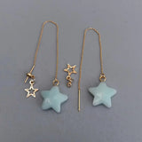 KKGEM 15mm Amazonite Star Shape Dangle Earrings Gemstone Jewelry Gift