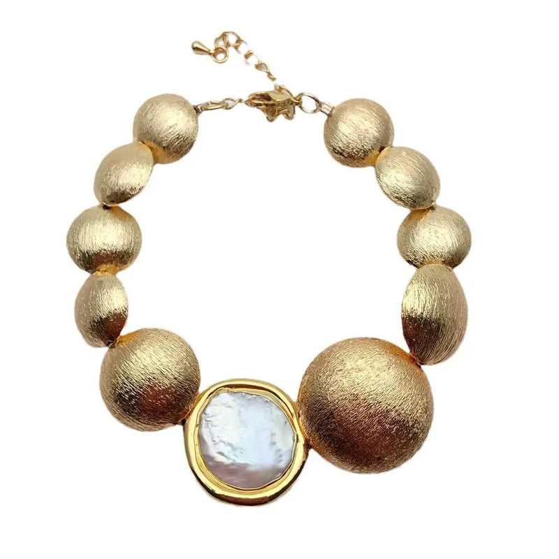 KKGEM Cultured Coin Keshi Pearl Bracelet Graduated Jewelry