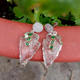 KKGEM 18x30mm Quartz Cz Pave Drop Earrings