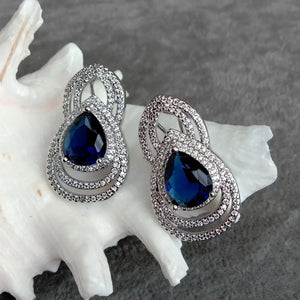 KKGEM Teardrop Crystal Stud Earrings Women Jewelry