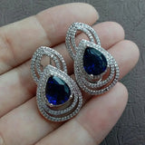 KKGEM Teardrop Crystal Stud Earrings Women Jewelry