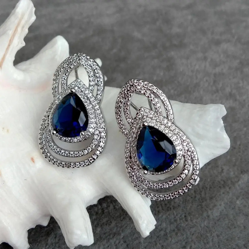 KKGEM Teardrop Crystal Stud Earrings Women Jewelry