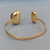 KKGEM Natural Amethyst Druzy Biwa Pearl Bangle Bracelet