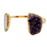 KKGEM Natural Amethyst Druzy Biwa Pearl Bangle Bracelet