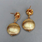 KKGEM 21mm Brushed Drop Stud Earring Coin Dangle Jewelry