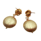 KKGEM 21mm Brushed Drop Stud Earring Coin Dangle Jewelry