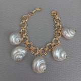 KKGEM Natural Sea Shell Charm Link chain Bracelet For Women