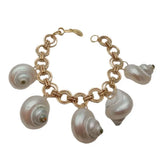 KKGEM Natural Sea Shell Charm Link chain Bracelet For Women