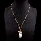 Natural Keshi Pearl Pendant Chain Necklace Gift Jewelry