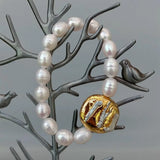 KKGEM Biwa & Rice Freshwater Pearl Plated Elastic Bracelet