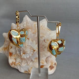 KKGEM Natural Larimar Heart Shaped Dangle Earrings