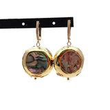KKGEM 25mm Abalone Shell Tourmaline Rough Earrings