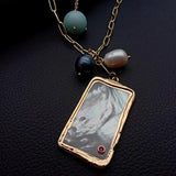 KKGEM Shell Pendant Turquoise Chain PearlAmazonite Necklace