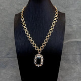 KKGEM Green Crystal Rectangle Cz Pendant Necklace Women Charm Jewelry