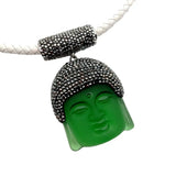 KKGEM 36x48mm Green Quartz Buddha Head Pendant Choker Necklace