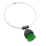 KKGEM 36x48mm Green Quartz Buddha Head Pendant Choker Necklace