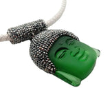 KKGEM 36x48mm Green Quartz Buddha Head Pendant Choker Necklace