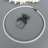KKGEM Carved Buddha Head Pendant Leather Choker Necklace