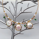 KKGEM Romantic Choker Earrings Pearl Necklace