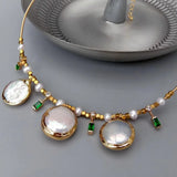 KKGEM Romantic Choker Earrings Pearl Necklace