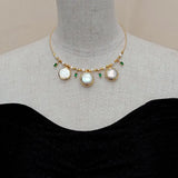 KKGEM Romantic Choker Earrings Pearl Necklace