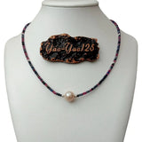 KKGEM 3mm Pink Ruby Sapphire Keshi Pearl Choker Necklace